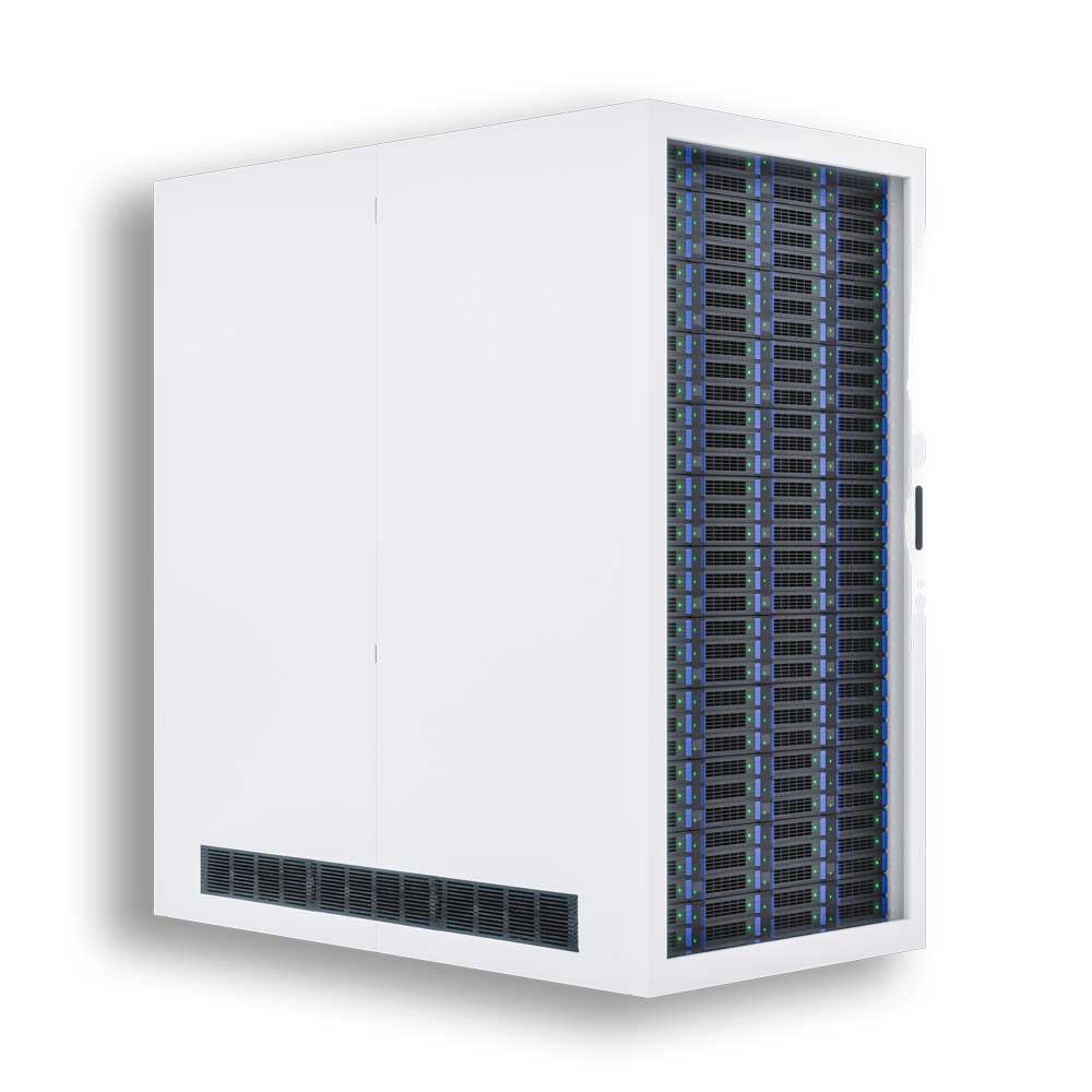 lp modern server rack on white background